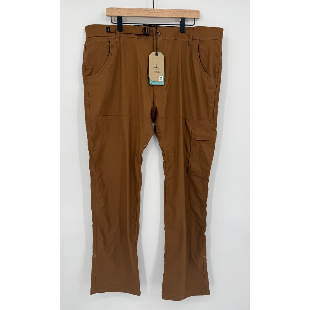Prana Pants Mens 40x32 Brown Stretch‎ Zion Slim Pant II Belted Hiking Cargo NEW